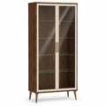 Vitrina de Madera con Puertas de Vidrio Templado y Acabado Marrón