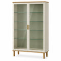 Vitrina de Madera y Vidrio con Puertas Dobles Beige 180x80x30cm